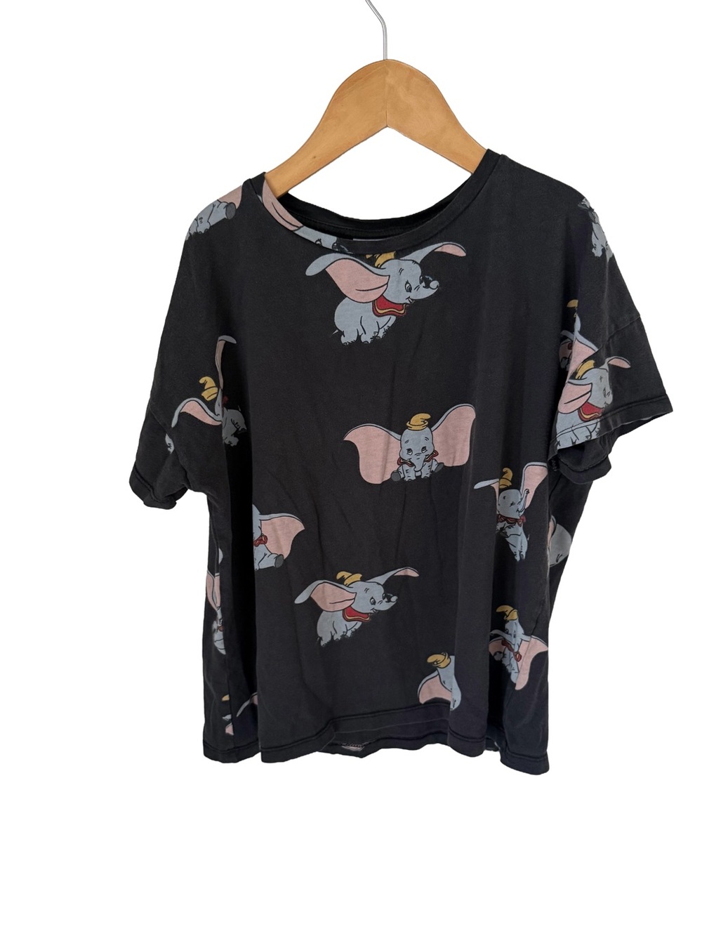 Zara Black Tee with Pink & Gray Dumbo Print 7/8 Years